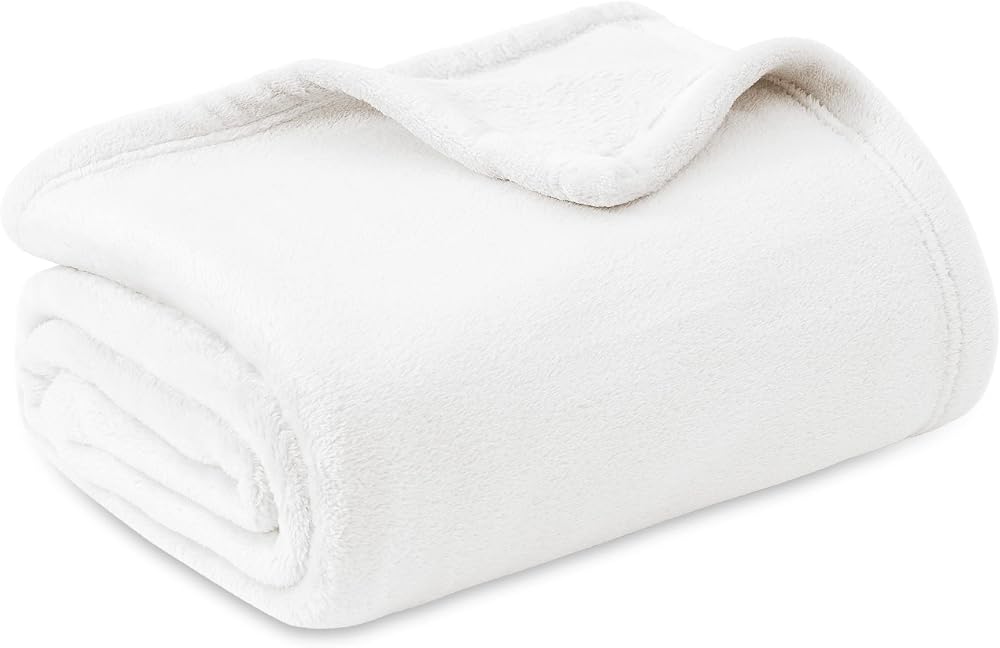 Bedsure Fleece Throw Blanket 130x150 cm Ivory Soft Warm Sofa Bed