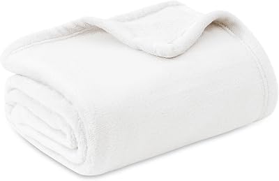 Bedsure Fleece Throw Blanket 130x150 cm Ivory Soft Warm Sofa Bed
