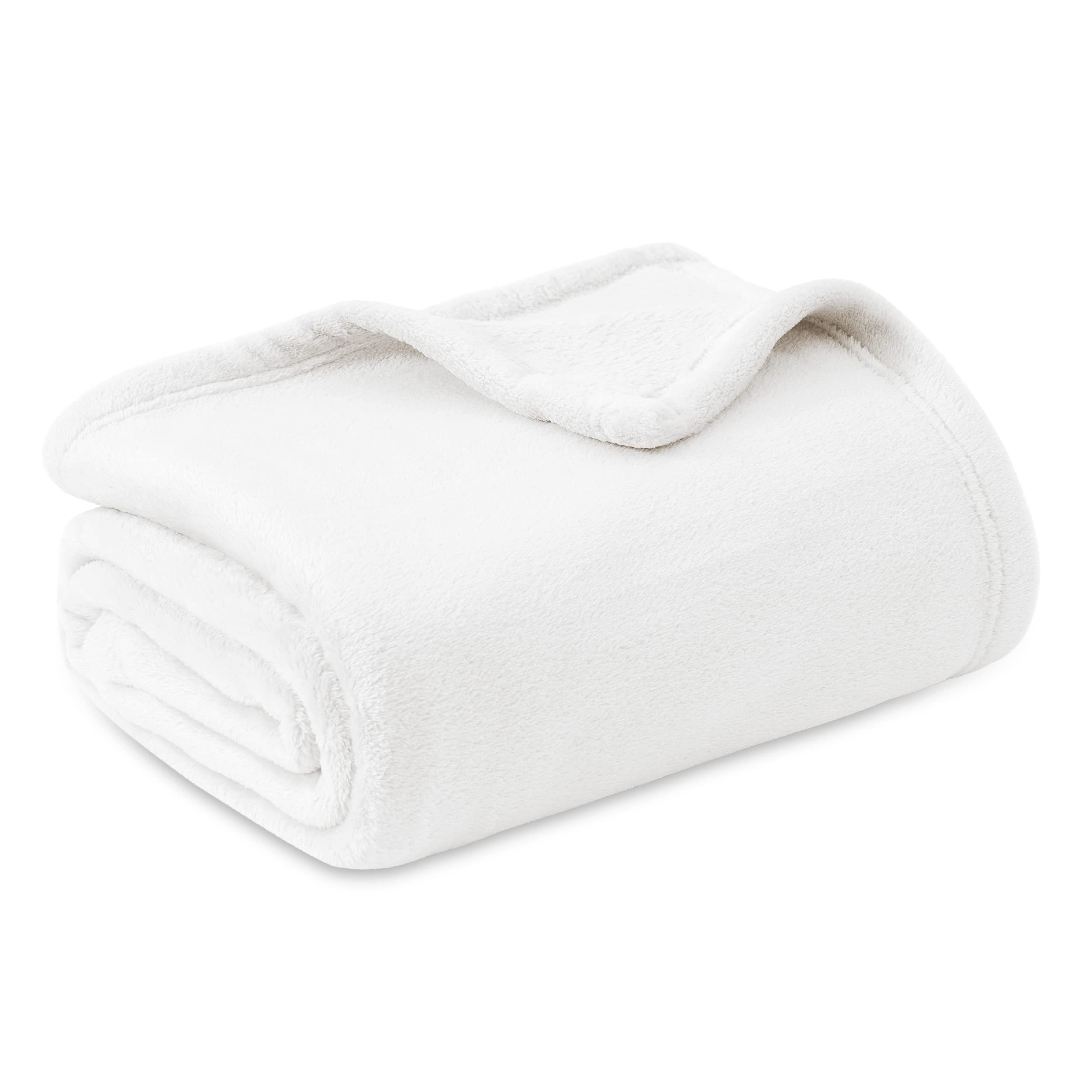 Bedsure Fleece Throw Blanket for Sofa - Soft Cosy Fluffy Blankets for Bed, Warm Single Throws for Audlts, Ivory, 130x150 cm
