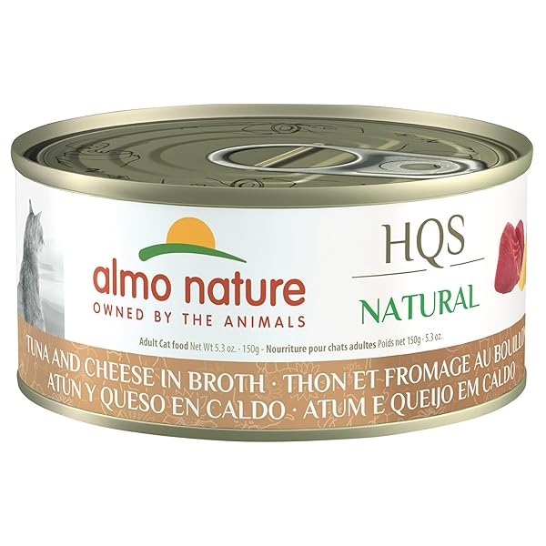 ALMO NATURE HQS NATURAL WET CAT FOOD TUNA AND CHEESE IN BROTH 5.29 OZ (PACK OF 24)