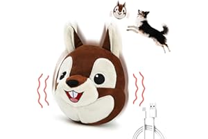 VYsTN Interactive Dog Toys - Auto Bounce, Move & Vibrate with Sound, Talking Squirrel Puppy Toy for Small Medium Large Dogs, Rechargeable Durable Toy for Anxiety Relief, Boredom & Indoor Play