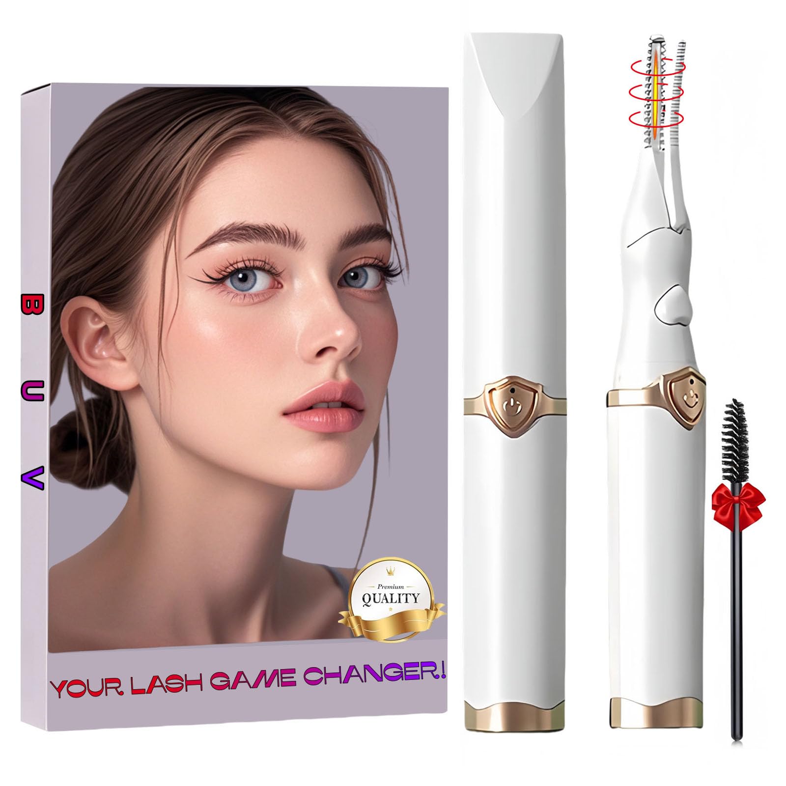 Photo 1 of Heated Eyelash Curler - 2 in 1 Clip-Type Eyelash Curlers - Electric Eyelash Curler Rechargeable for 24H Long Lasting, 3 Heating Modes, 8S Fast Heating, Makeup Tool Gifts for Women Girls, White-DA