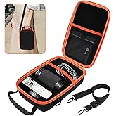 Hard Carrying Case Compatible with Sony Alpha a6400/a6700/a6600/a6100/a6000 Mirrorless Digital Camera & Canon R50/R10/R8/R100/RP, Protective Camera Bag with Strap, Black with Orange Zipper (Case Only)