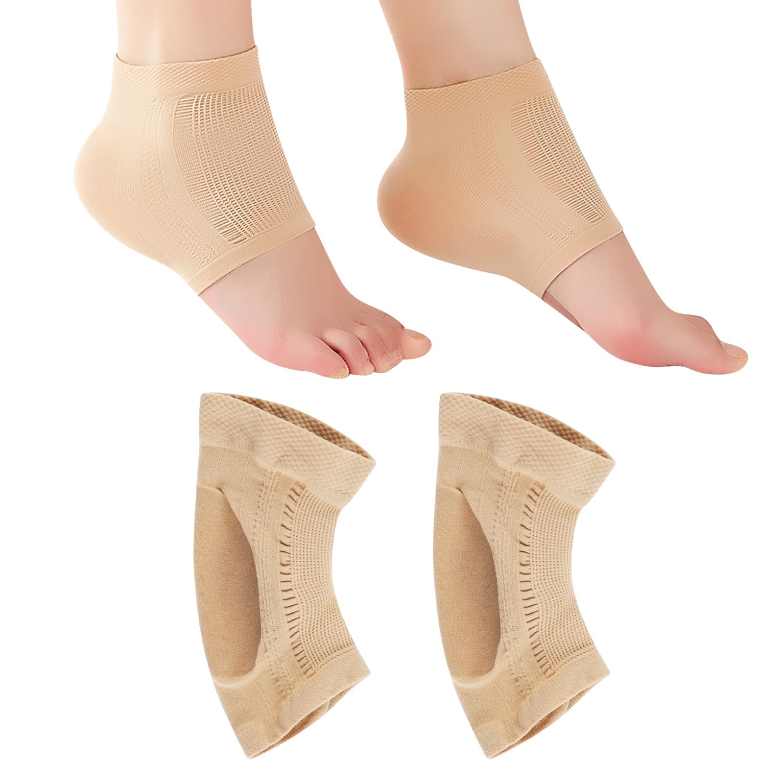 tinshow 2 Pairs Ankle Brace Compression Support Sleeve for Women Plantar Fasciitis Socks Gel Ankle Support Socks Professional Heel Support Arch Support Breathable Anti-Slip Heel Socks for Sports