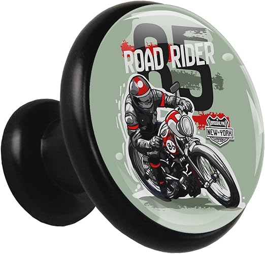 Pomo de cajones aparador negro Motociclista Perillas para muebles Funky