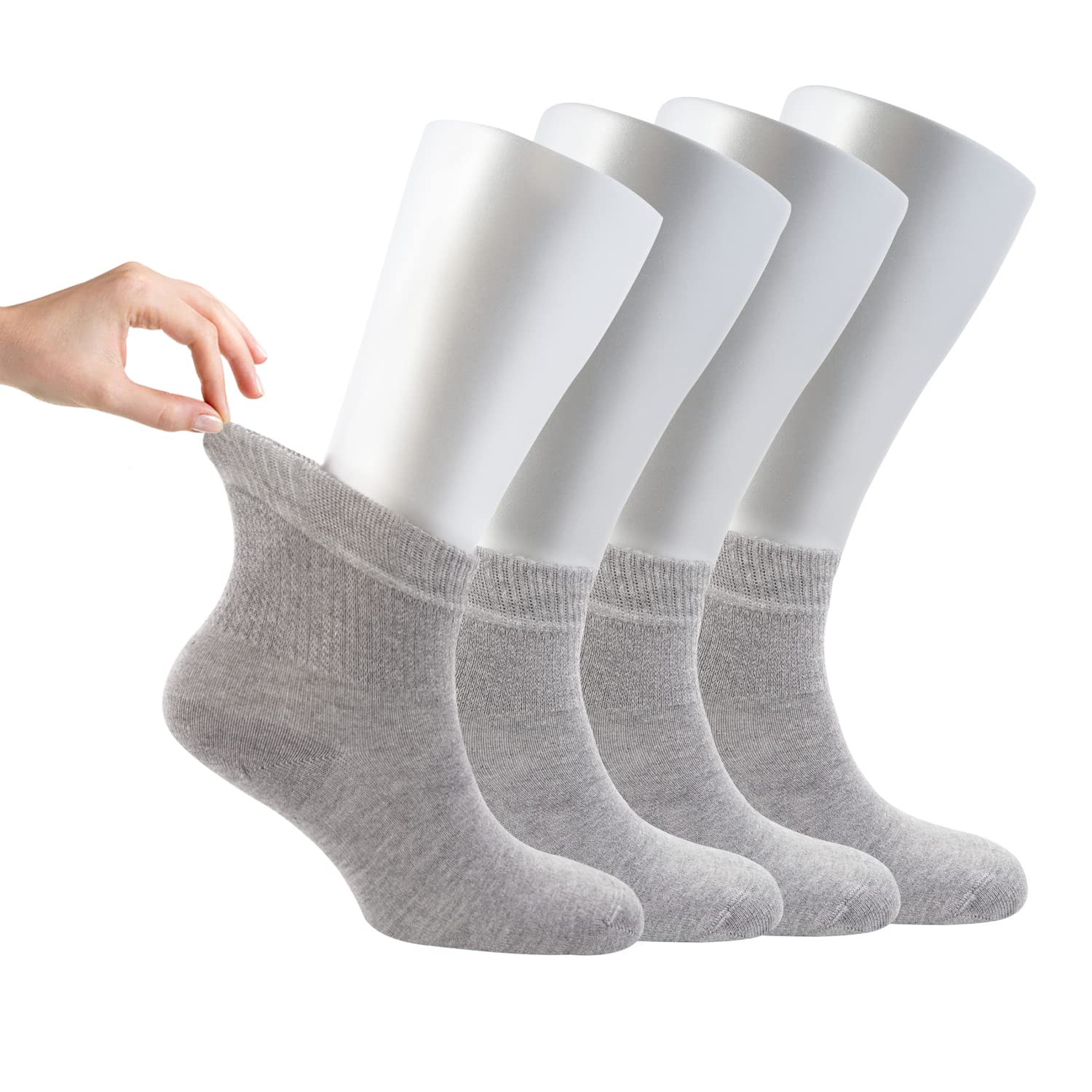 Cosyfeel® Women Loose Diabetic Socks | 4-Pack Neuropathy Ankle Socks for Ladies | Super Soft Eco-Friendly Bamboo Material | Durable with Seamless Toe | Multicolour Patterns | 4 Seasons