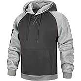 Fiuxzie Mens Hoodies Pullover Color Block Long Sleeve Fleece Hooded Sweatshirt