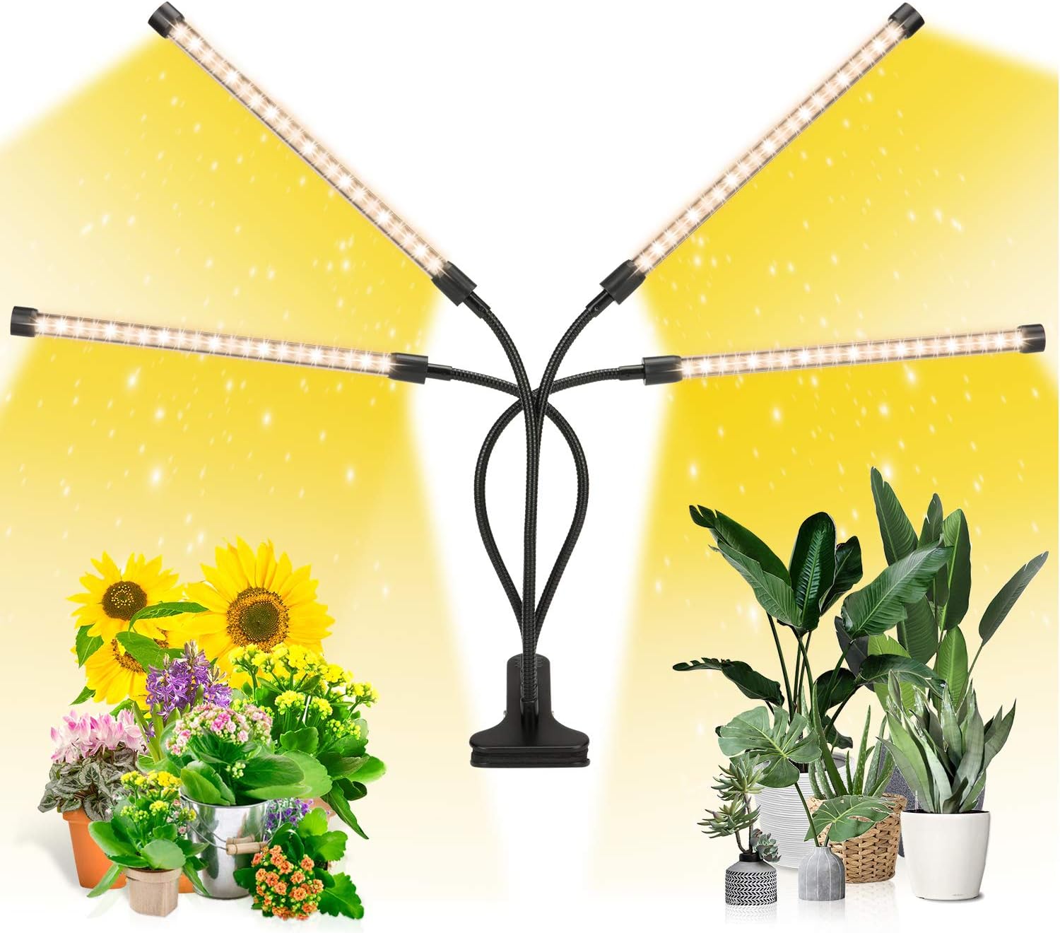 EZORKAS LED Growth Light,80W Four Head Timing,5 Dimmable Levels, Plant Grow Light for Indoor Plant with Full Spectrum,Adjustable Goosencck, 3、6/12H Timer, 3 Switch Modes: Home Improvement