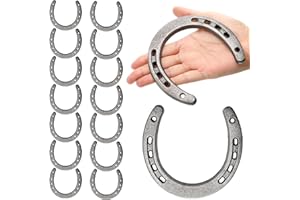 Mezchi 16 Pack Cast Iron Horseshoes, Good Luck Western Wall Decor Horseshoe, 5 Holes On Each Side for Wall Hunging, Rustic Ho