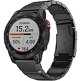 Abanen Titanium Quick Fit 26 Watch Band for Garmin Fenix 8 51mm / EPIX Pro 51mm / Fenix 7X / Fenix 6X 5X / Enduro, Lightweight Metal Wrist Strap with Stainless Steel Buckle for Tactix 7 Pro