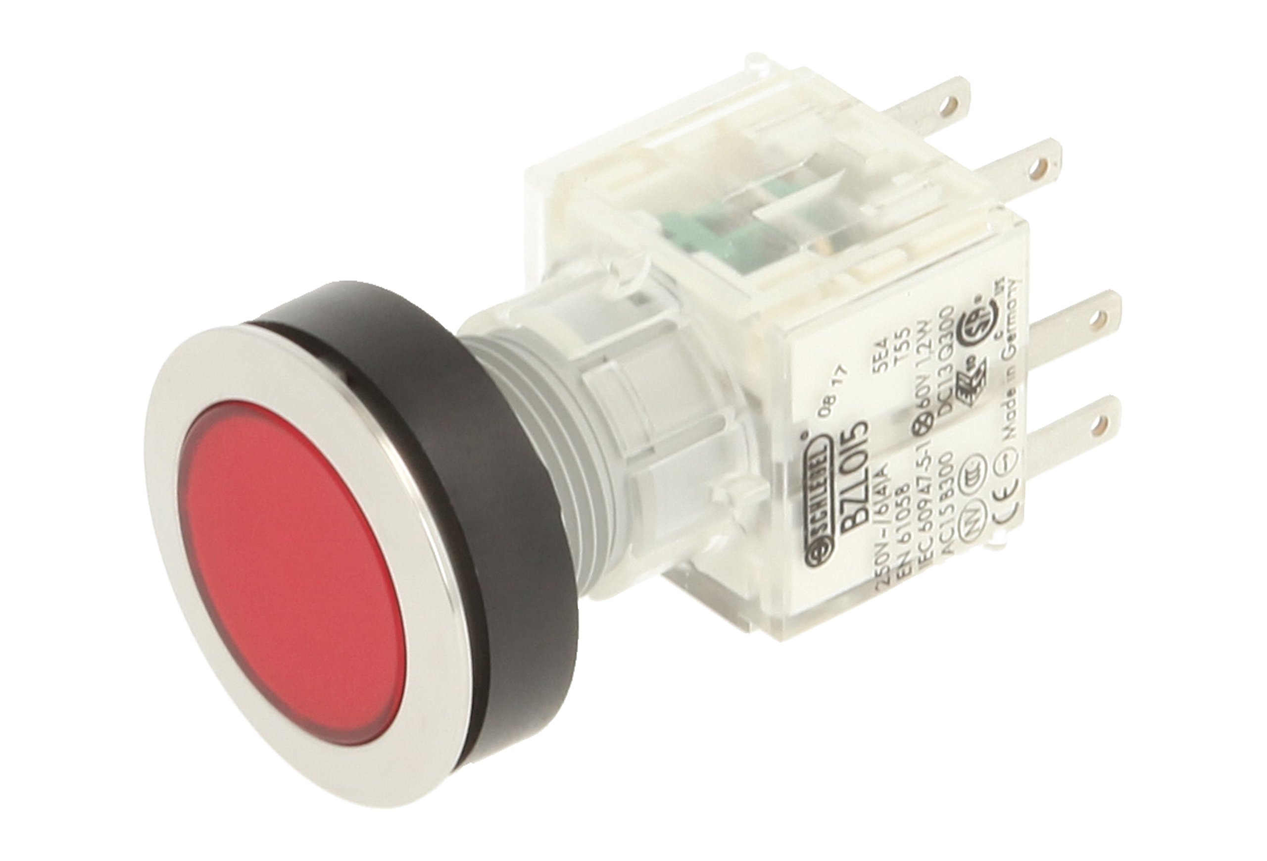 Club 23.000.455 Stainless Steel Press Button Switch Cap, Illuminated Momentary Contact Transmitter 1 N with 1 24 V LED – Red (Pack of 2)