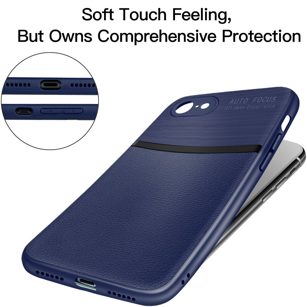 iPhone 8 Case, iPhone 7 Case, JASBON Soft TPU Brushed Carbon Fiber Phone Case Ultra Thin Breathable Cover Shockproof Protective Case for Apple iPhone 8/7-Dark Blue