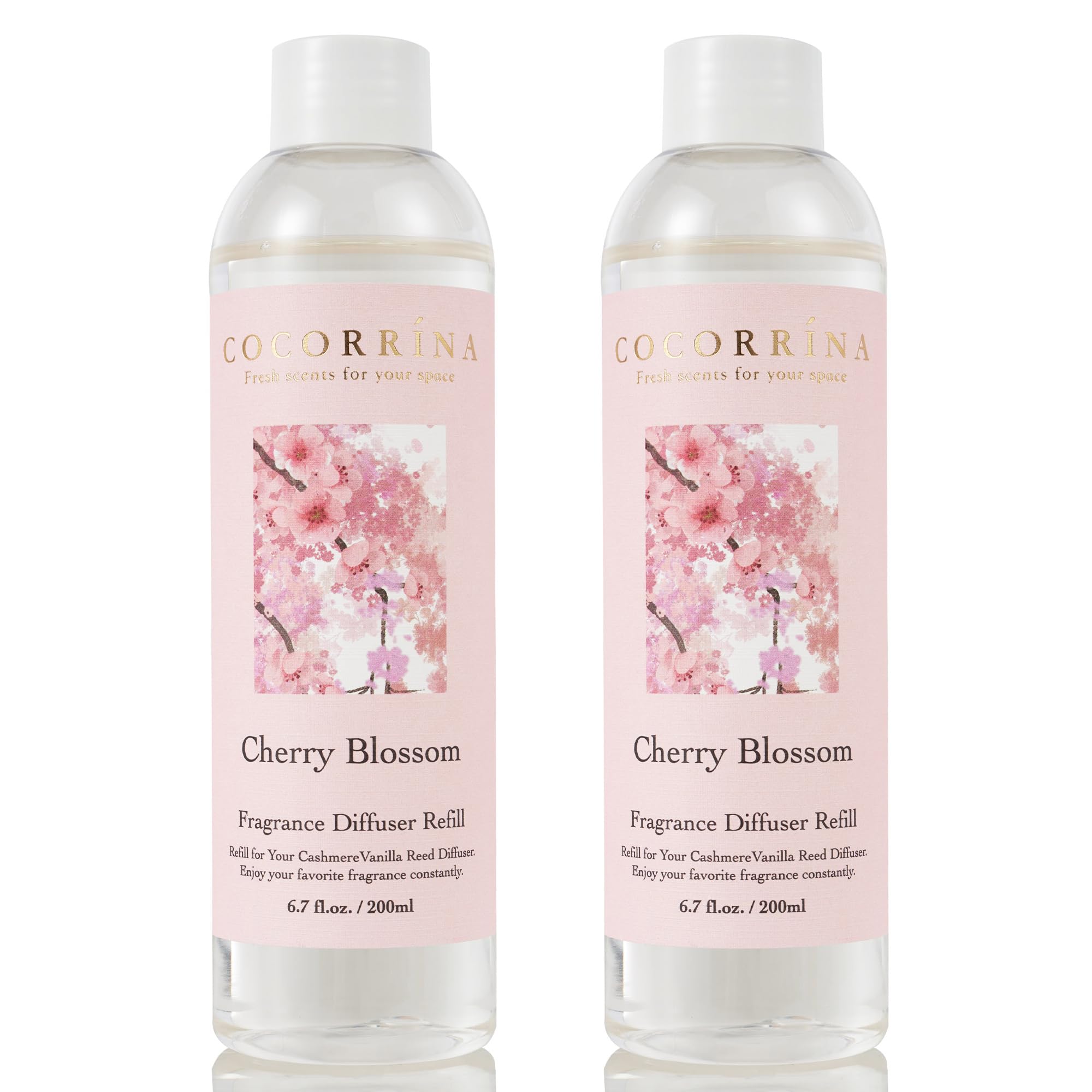 Photo 1 of ***SOME WAS  USED**COCORRÍNA Reed Diffuser Refill - Cherry Blossom 6.7 oz / 2 Packs Reed Diffuser Oil Refill