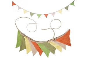 JIALITFUN Fabric Bunting Banner, 2 Pack Handmade Neutral String Banner Each 8.5 ft 10 Flags Nursery Wall Hanging Wedding Birthday Home Baby Shower Party Decoration Bunting (Spring)