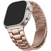 HITZEE Metal Bands Compatible with Apple Watch Band 49/46/45/44/42mm, Stainless Steel Replacement Men/Women Band Strap Compatible for iWatch Ultra 3/2/1 SE3-1 Series 11 10 9 8 7 6 5 4-1, Rose Gold