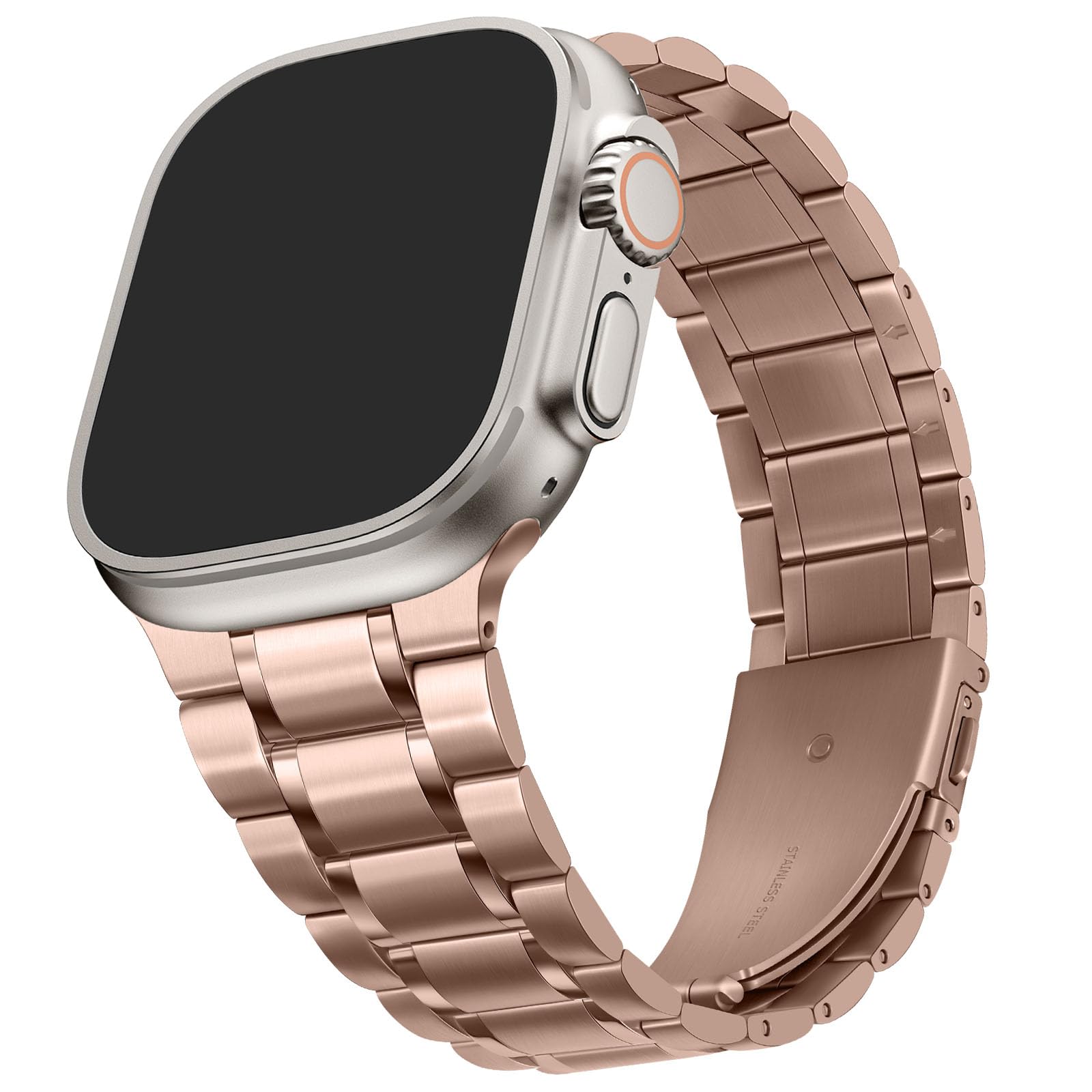 HITZEE Metal Bands Compatible with Apple Watch Band 49/46/45/44/42mm, Stainless Steel Replacement Men/Women Band Strap Compatible for iWatch Ultra 3/2/1 SE3-1 Series 11 10 9 8 7 6 5 4-1, Rose Gold