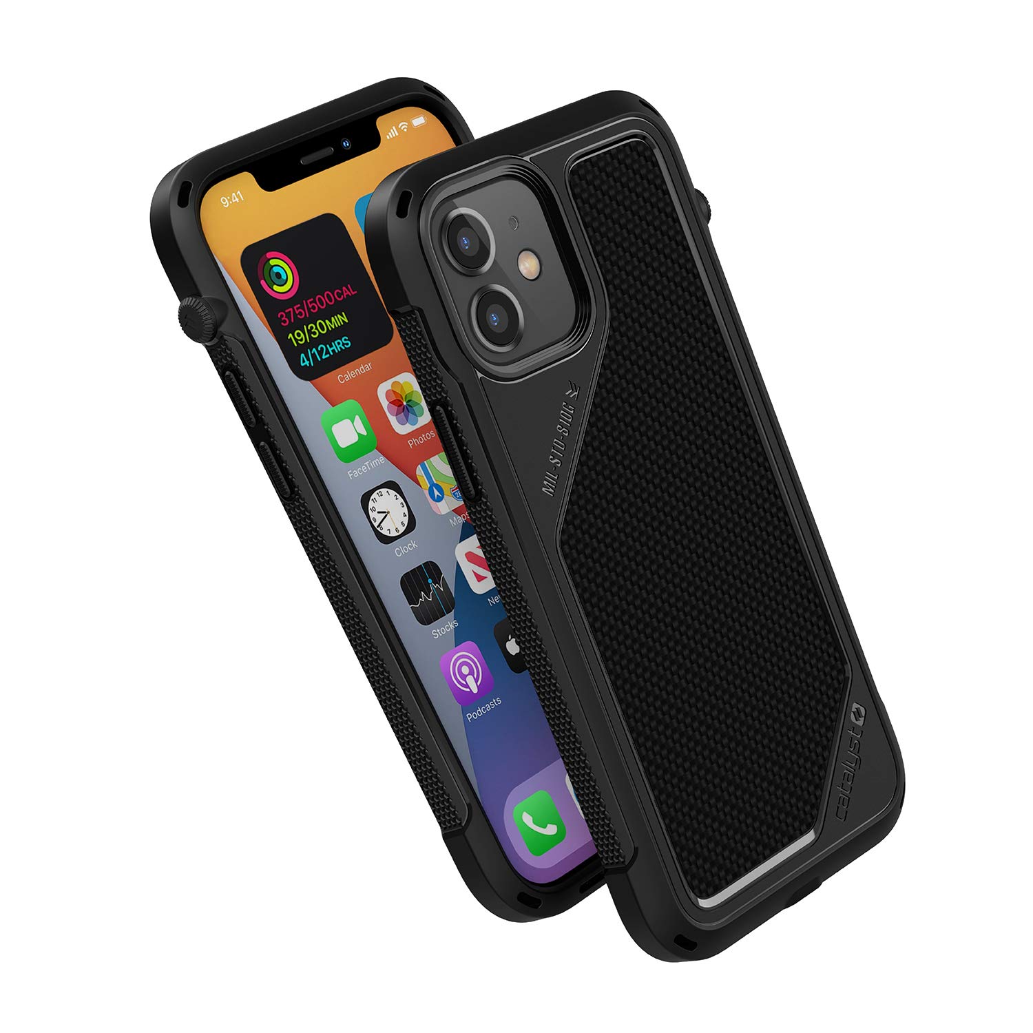 Catalyst Vibe Series Case Designed for iPhone 12/12 Pro, Compatible with MagSafe, Patented Rotating Mute Switch, 10ft Drop Proof, Crux Accessories Attachment System Stealth Black