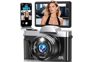 BOFYPOO 4K Digital Camera for Photography with WiFi,64MP Autofocus Vlogging Camera for YouTube,3'' 180° Flip Screen Compact Travel Camera for Teens with 32GB SD Card,16X Zoom,Anti-Shake,2 Batteries(Charcoal)