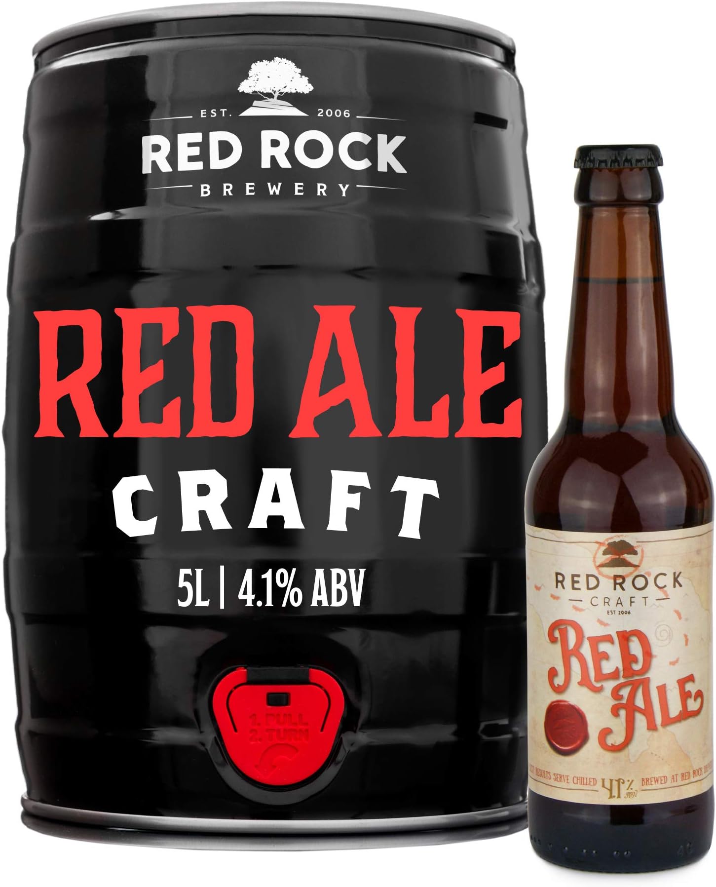 Red Rock Brewery British Craft Beer - 5L Mini Keg of English Ale (Red Ale 4.1%)