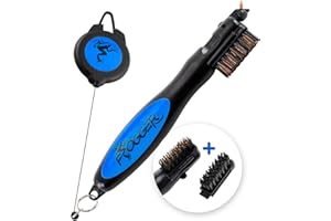 Frogger BrushPro Golf Club Cleaner with Ergonomic Grip and 2.5 ft. Retractable Cord - Sturdy Golf Club Brush and Groove Cleaner for Golfers