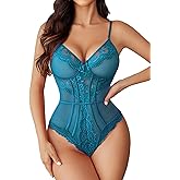 Avidlove Women Sexy Lingerie Sheer Lace Bodysuit V Neck Teddy Lingerie One Piece Mini Babydoll