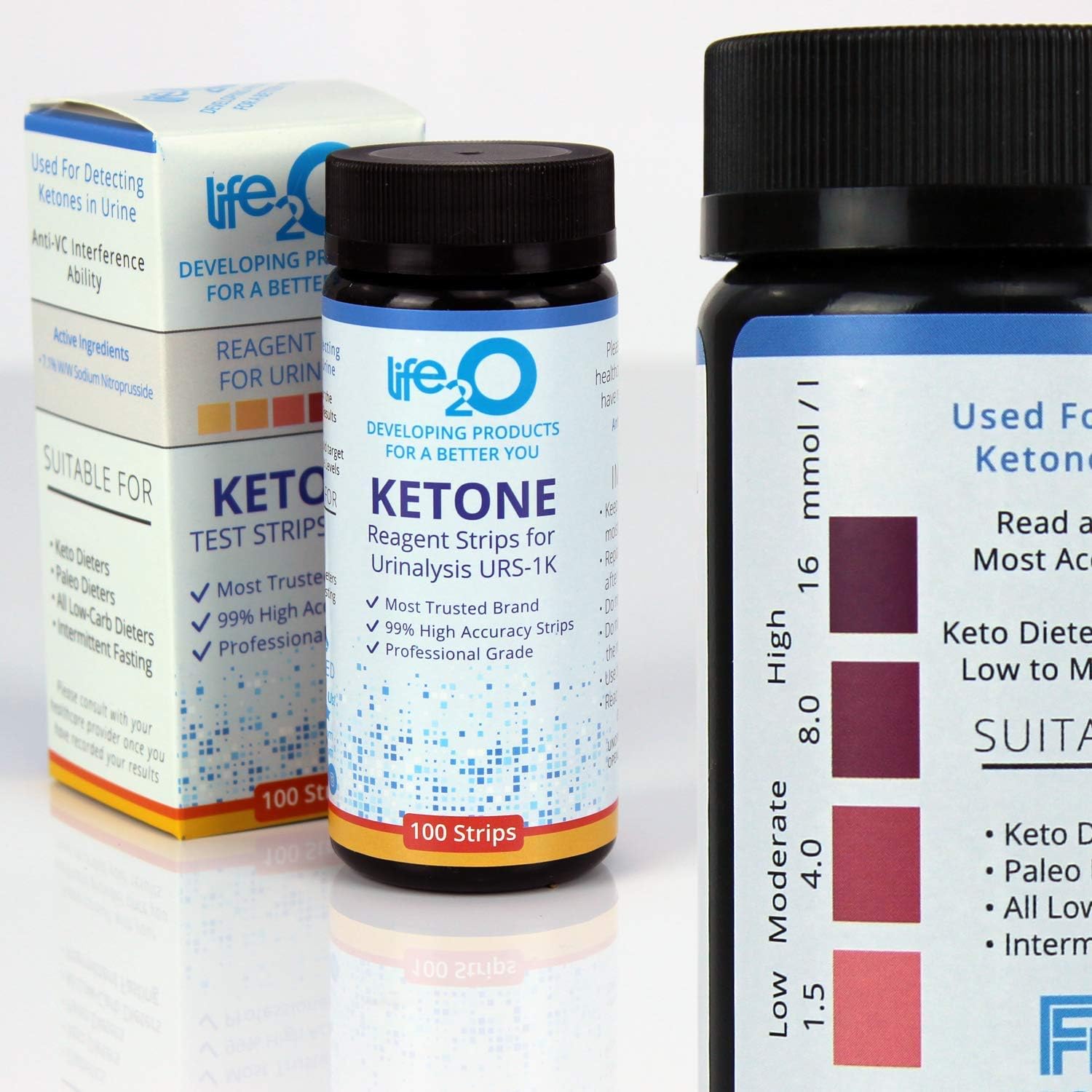 Keto Urine Test Strips 100ct, Ketone Urinalysis Testing Kit for Ketosis, Dip-Stick Tester to Measure and Monitor Ketones Level for Ketogenic, Atkins AMD Low-Carb Fat Burning Diets: Health & Personal Care
