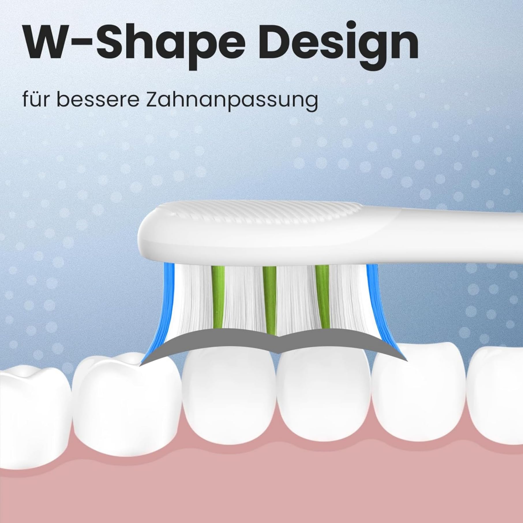 Oclean Bürstenköpfe Professional Clean 2 pack, DuPont-Borsten Ersatzbürsten, W-Shape Zahnbürstenkopf mit Zungenreiniger, Weiß 3