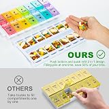 Yaklim Large Weekly Pill Organizer AM PM Push Button Bottom Fill 7 Day BPA Free view 2