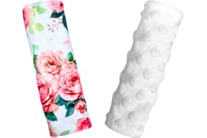 WIREIN Carseat Strap Covers for Babies, Ultra Soft Double-Sided Use Shoulder Covers, 2 Pack Infant Seat Belt Covers for Car Seats/Strollers/High Chairs, for Baby Toddler Infant Boy Girl, Rose