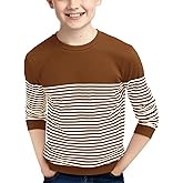 Haloumoning Boys Striped Sweaters Kids Fall Fashion Crewneck Rib Knit Pullover Sweater 5-14 Years