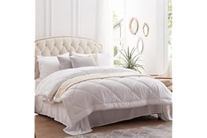 NexHome White King Size Comforter Sets 7-Pieces Bed in a Bag Soft All Season Bedding Sets with Comforter, Pillow Shams, Flat Sheet, Fitted Sheet and Pillowcases