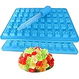 2 Pack 50 Cavity Silicone Gummy Bear Candy Chocolate Mold With a Bonus Dropper Making Cute Gift For Your Kids