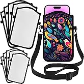 Sublimation Blanks Cell Phone Pouch Bag Sleeve Case for Women Men Kids with Adjustable Crossbody Strap Neck Lanyard - Hands Free Light for Working Walking Travelling Outdoors Beach (10 Sets) White