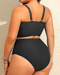 Plus Size Two Piece Swimsuits - Women High Waisted