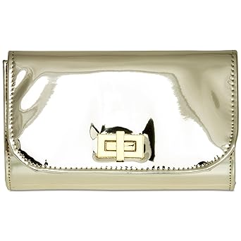 CASPAR TA377 stylisch elegante Damen Metallic Lack Clutch Tasche/Abendtasche mit langer Kette