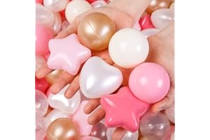 TRENDPLAY Ball Pit Balls 200 Star Shape Balls Plastic Balls Play Pit Balls Heart Balls, Larger Quantity Durable Balls Different Shapes for Toddlers