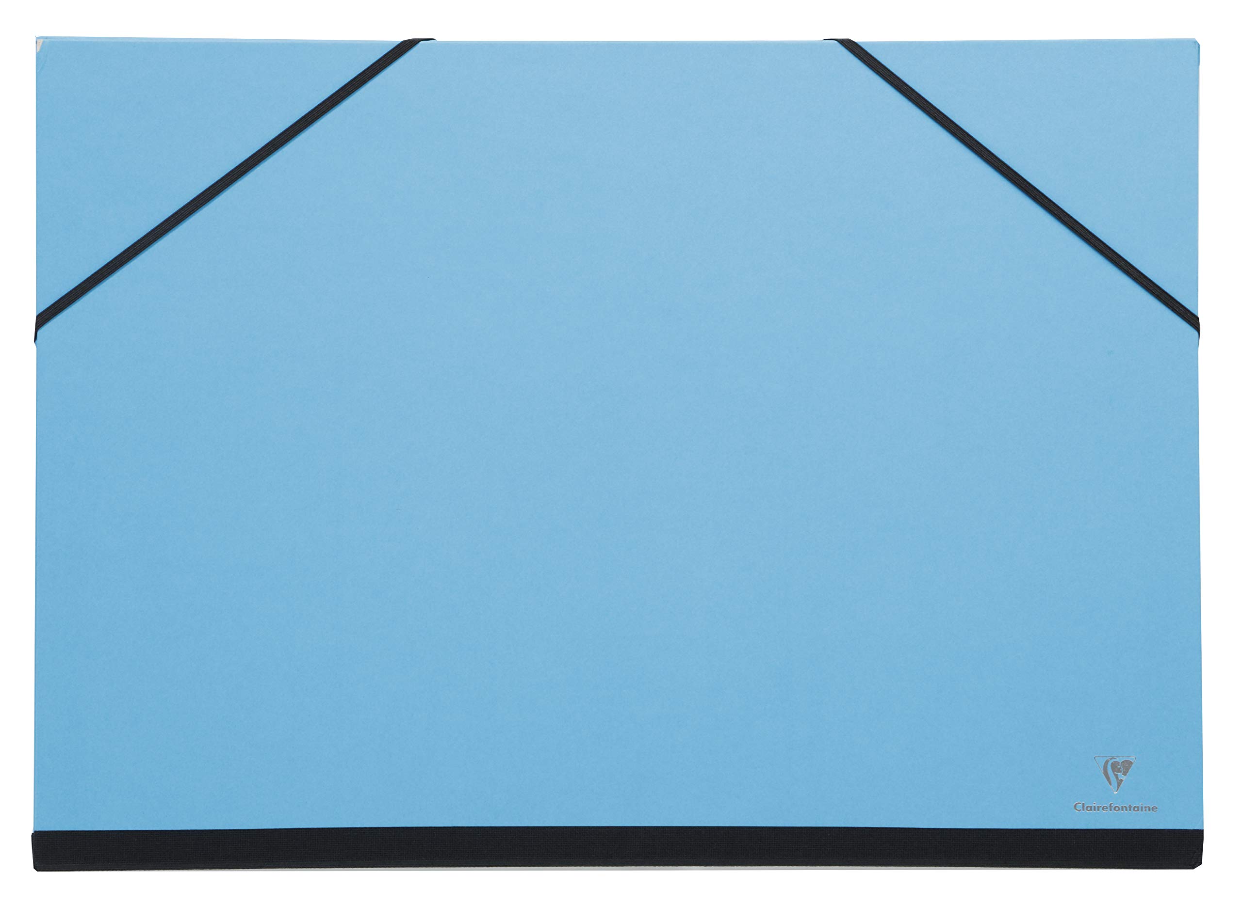 Clairefontaine - Ref 144807C - Art Folder with Elastic Straps Closure - Light Blue Colour - Customisable Vellum Card Surface, Suitable for 24 x 32cm Sized Documents
