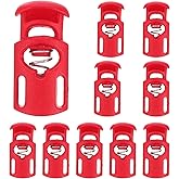 MECCANIXITY Spring Cord Locks Plastic Single Hole Toggle Stopper Drawstring Cord Stops Fastener for Shoelaces Paracord Bags Clothing DIY Projects, Red, Pack of 10