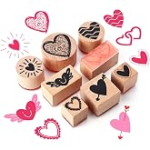 Supervitae 8 Pcs Mother's Day Stamp Set Wooden Rubber Stamps | Happy Mother's Day Heart Stamp Vintage Wooden Rubber Art Stamps for Crafting and DIY Scrapbooking Card Making Hand Book