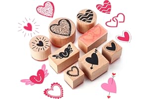 Supervitae 8 Pcs Mother's Day Rubber Stamp Set Wooden Rubber Stamps Happy Mother's Day Heart Stamp Vintage Wooden Rubber Art Stamps for Crafting and DIY Scrapbooking Card Making Hand Book(Heart)
