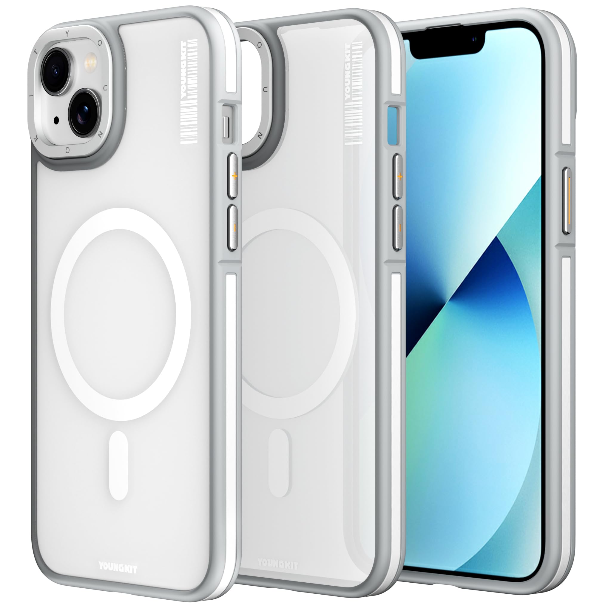 YOUNGKIT Case for iPhone 14 | Compatible with MagSafe | Military Shockproof Hard Translucent Matte Back Mobile Phone Case & Magnetic Mobile Phone Case for iPhone 14 Titanium - Matte Grey