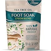 Fivona Tea Tree Foot Soak Blend 14.1 oz - Epsom Salt with Essential Oils for Healthy Toenails, Soothing Relief, Callus Softening - Pedicure Therapy for Soft, Rejuvenated Feet
