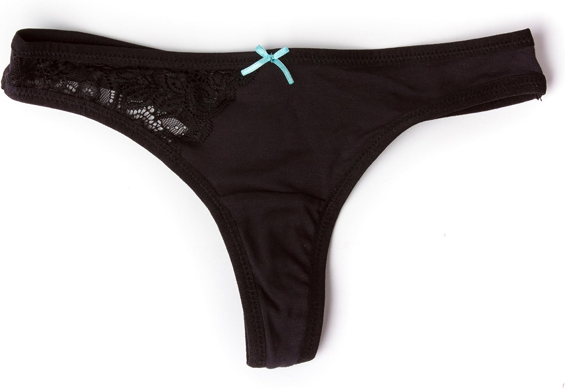 4period Women's Black Leak Proof Menstrual & Incontinence Easy Clean Organic Cotton Thong Underwear (Medium)