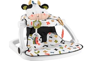 Fisher-Price Portable Baby Chair, Cute Cow Sit-Me-Up Floor Seat with BPA-Free Teether & Clacker Newborn Developmental Toys (Amazon Exclusive)