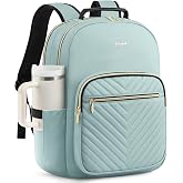 LOVEVOOK Laptop Backpack Purse for Women, Work Travel Computer Bags, College School Backpack for Student Girl, Quilted Casual Daypack with USB Port, Fit 15.6 Inch Laptop, Mint Green