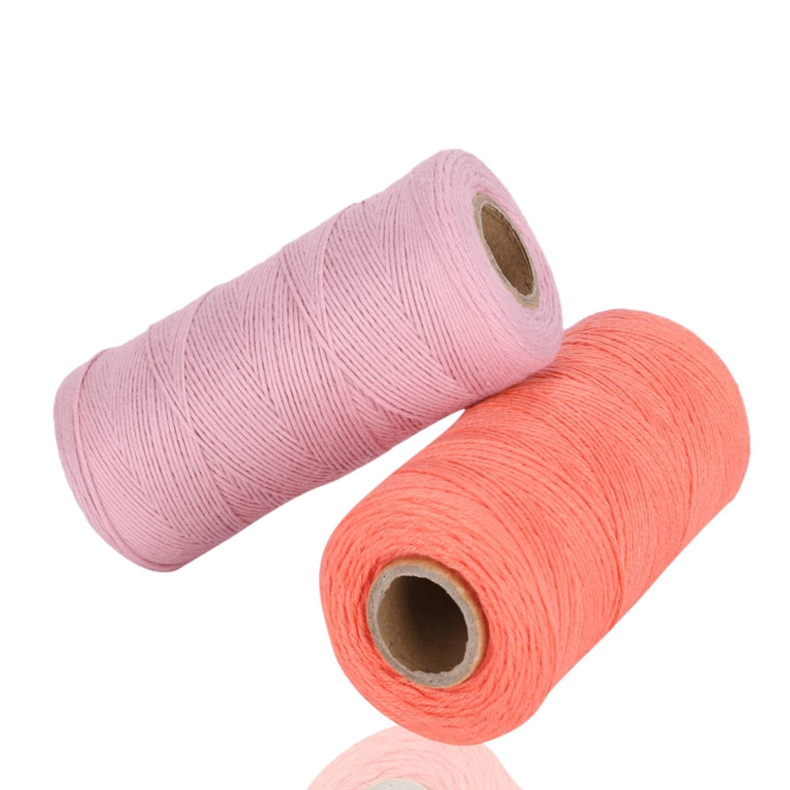 2 Rolls Sewing Machine Polyester Thread,273 Yards Embroidery Machine Sewing Warp Thread 8/4 Crochet Yarn for Weaving Loom,Weaving Carpet