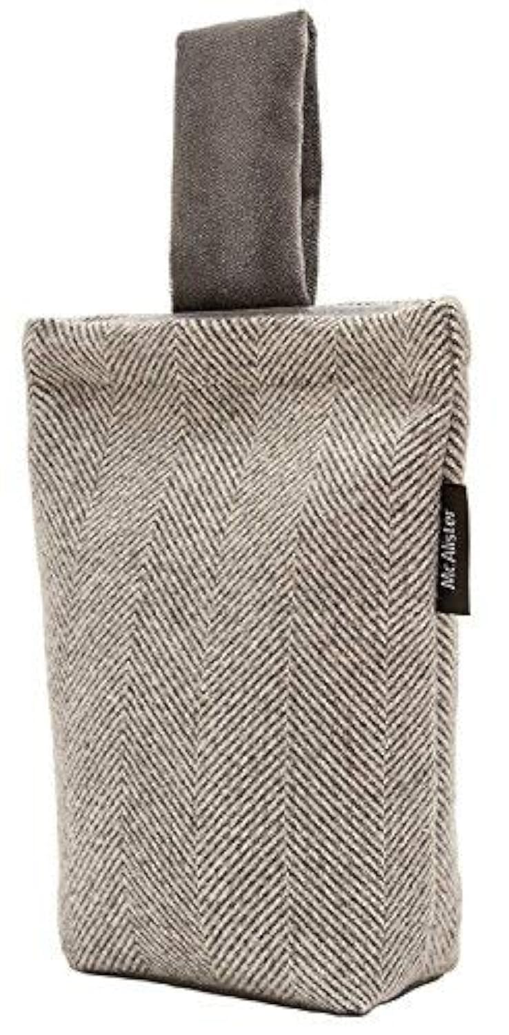 McAlister Textiles Herringbone Charcoal Grey Doorstop Unfilled Decorative Fabric Doorstopper for All Doors Machine Washable 21x17cm 8x7 Inches