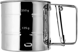 KADAX Mehlsieb, Handsieb aus Edelstahl, für Mehl und Puderzucker, Einhand Bestäubung und Bestreung, zum feinem Bemehlen, sichere, einfache Bedienung, 250g, Silber
