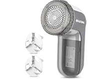 BEAUTURAL Fabric Shaver and Lint Remover, Sweater Defuzzer with 2-Speeds, 2 Replaceable Stainless Steel Blades, Battery Opera