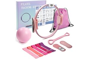 MaxU Pilates Essentials Kit for Women, Pilates Ring with Counter, Home Pilates Equipment with 14" Pilates Circles,Pilate Ball, Resistance Bands and Grip Socks – Ideal for Beginner Home